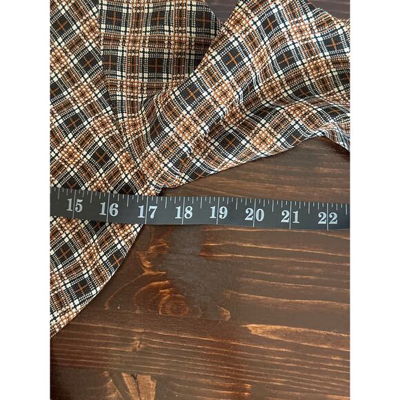 Vintage SAKS FIFTH AVENUE Dress S Brown Plaid Pleated Quite Luxury Couture - Picture 9 of 15